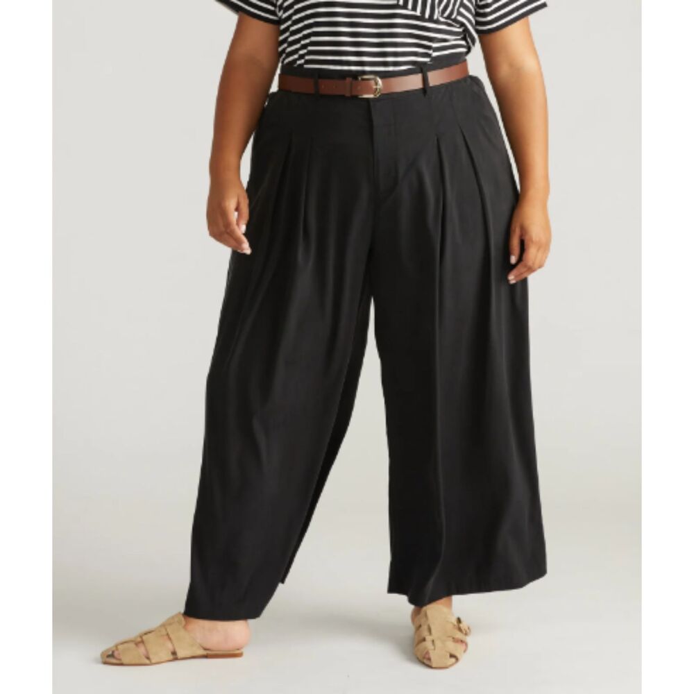 Universal Standard Black Women's Palais High Rise Cupro Wide Leg Pants XS 10-12